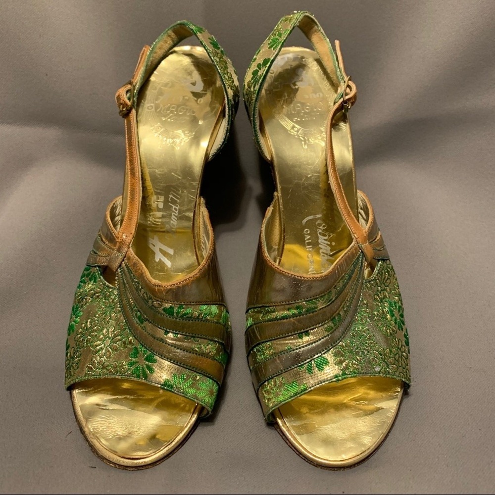 Amano Vintage Handmade Brocade Sandal Heels Women's Size 6